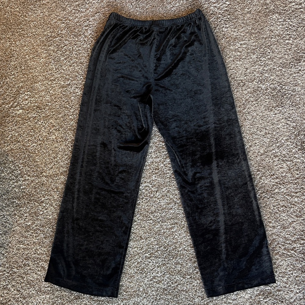 Coldwater Creek Black Velour Pull On Relaxed Pants Trousers Women’s PS - Picture 6 of 9